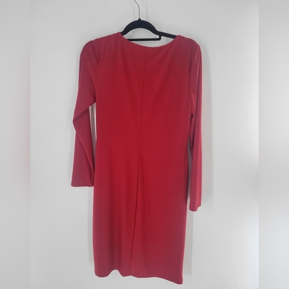 Lauren Ralph Lauren Surplice Jersey Red Dress Size 12 - Picture 2 of 4